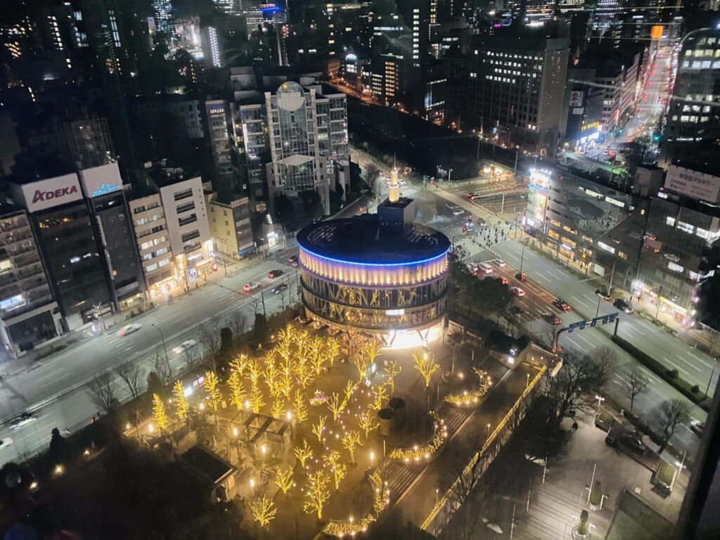 東京ドームホテル　エレベーター内からの景色